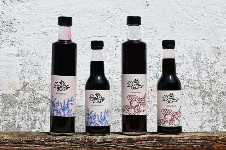 Maibeere-Sirup, Aroniabeere-Sirup, Johannisbeere-Sirup